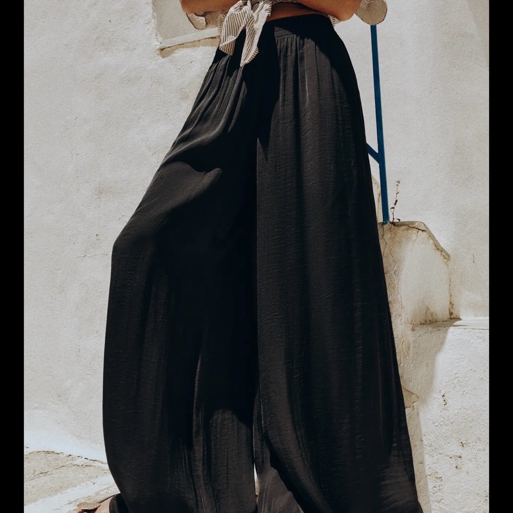 Zara Black Flowy Wide Leg Palazzo Pants